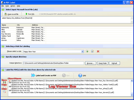 a-pdf label log view